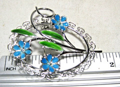 Sterling Silver Brooch Pin Enameled Floral by Beau 1 3/4 Inch 5.1 grams