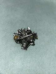 Gold Tone Pewter Dragonfly Faux Pearl Brooch Floral Basket Nature Vintage Garden