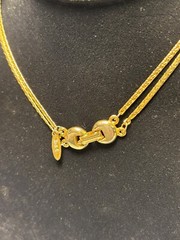 Necklace Long Multi Layer Chain Gold Tone Signed Interesting Large Clasp