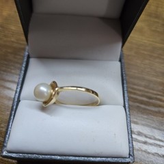 DIAMOND & AKOYA PEARL 14K YELLOW GOLD TENSION SWIRL RING