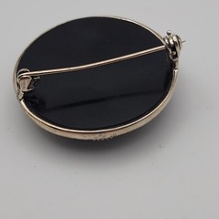 Vintage Art Deco Markasite Round Geometric Domed Sterling Silver 925 Brooch Pin