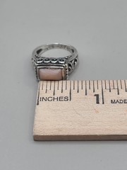 Vtg Pink Agate Sterling Silver 925 Size 6 Ross Simons Scrollwork Ring 6 Grams