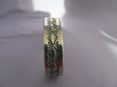 VINTAGE OLD PAWN Richard Begay Navajo Sterling Deep Stamped Wide Cuff Bracelet