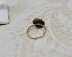 Antique 1920s Art Deco Abalone Cufflink Conversion Ring Gold Filled sz. 8