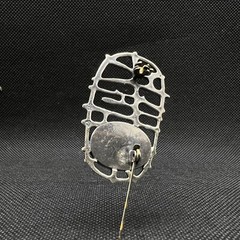 Vintage Old Brooch 925 Sterling Elegant Unique Irregular Yellow Stone For Man