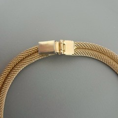 Vintage MCM Mesh Necklace – Gold Tone White – Sculptural – Mid Century
