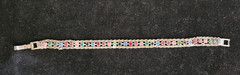 Tennis Bracelet Rainbow Multi Color Rhinestones Crystals Silvertone 7” KOREA