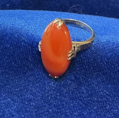 VINTAGE BANDED AGATE RING SIZE 4.25 SILVER