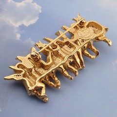 Vintage Edgar Berebi All In A Row Angel Child Gold Tone Pin Brooch
