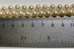 14k Yellow Gold 6.5mm pearl strand and Diamond 1.00ct Necklace 17-1/2″ Long