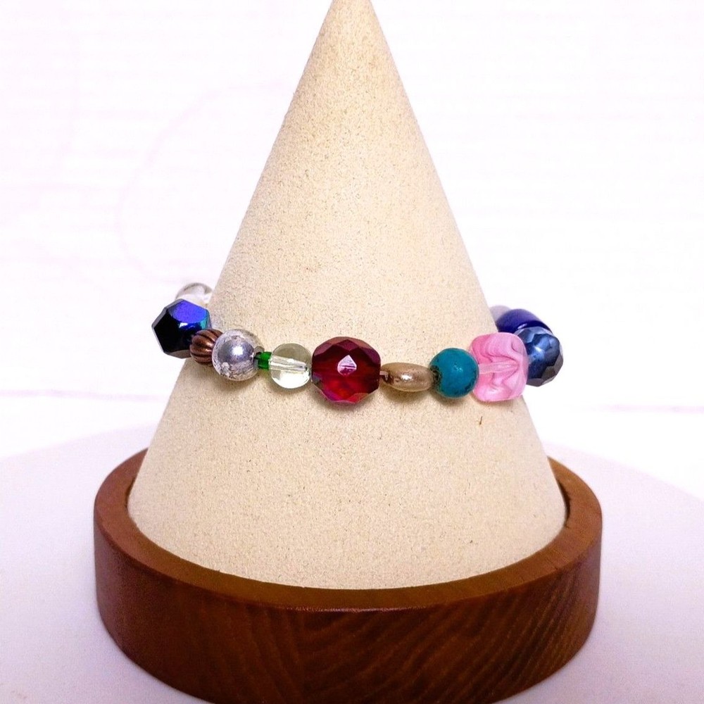Handcrafted Multi-Color Mix of Crystal, Glass, and Gemstone Beaded Bracelet