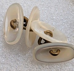 Lot Of 5 Vintage & Art Deco Style Button Cuffs Brass Glass Enamel