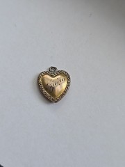 Victorian GF Puffy Heart Pendant with a small Opal Monogram Anna