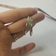 Vintage Textured Hoop Pierced Earrings 1.25”