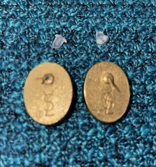 Vintage YSL Yves Saint Laurent Mabe pearl Gold Tone Post Earrings Posts At Angle