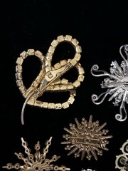 Vintage Lot Of 6 Rhinestone Brooches Unsigned All Wearable Estate Jewelry