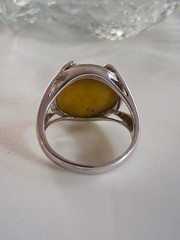 Vintage Designer Faceted Prehnite Cocktail Statement Ring Size 9 Sterling Silver