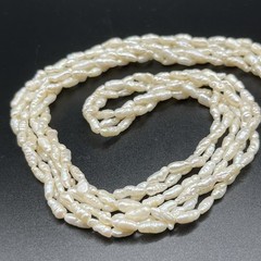 Vintage Freshwater Rice Pearl Necklace 3 Strand Twisted 28 in