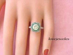 Art Deco Vintage 3.51CT Round Lab-Created Diamond Wedding Ring 14K White Gold FN
