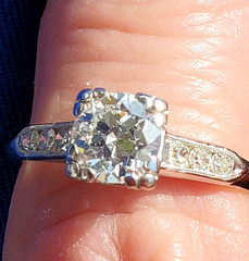 Original EARTH MINED DIAMOND Deco Engagement RING Vintage PLATINUM Solitaire 1 C