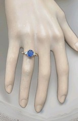 Vintage 14K Yellow Gold Engagement ring 1.73ct.Natural Blue Sapphire Oval GIA