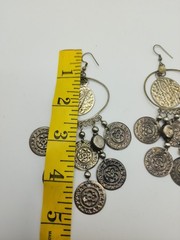 Vintage Bohemian Coin Earrings NonMagnetic Brass Zinc Alloy Chandelier Hoop Boho