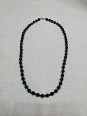 Vintage Black Glass Bead Necklace Classic Retro Gothic Emo Long ~24″
