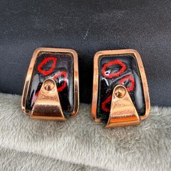 Vintage Matisse Renoir Clip On Earrings Red Copper Enamel