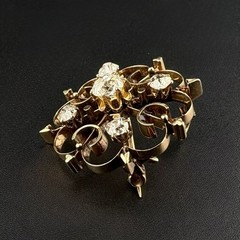 1860’s ROSE CUT DIAMOND PIN/ PENDANT – 1CTW – 14K YELLOW GOLD – VS1 G-H