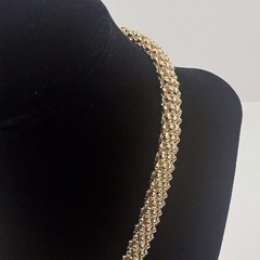 Vintage Gold Tone Mesh Chain Chunky Necklace 18” Magnetic Closure