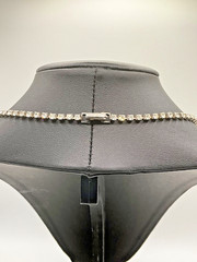 Vintage Unsigned Clear Rhinestone Statement Necklace Baguette & Round Crystal