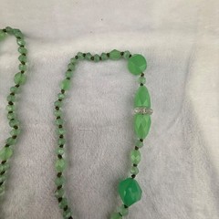 Vintage Glower Bead Glass Necklace UV Czech 36”