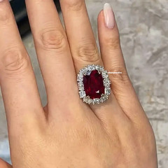 4.00Ct Cushion Cut Lab-Created Ruby Women Engagement Ring 14K White Gold Finish