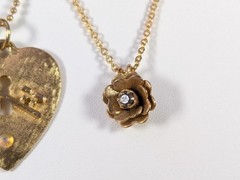 Vtg Love Knot Heart Key Lock Flower Butterfly Pendant Gold Tone Necklace LOT