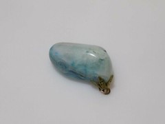 J507~VINTAGE PENDANT~NO CHAIN~BLUE/WHITE STONE~POLISHED~1″