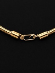 Vintage Gold Tone Geometric Statement Necklace Black White Enamel Snake Chain