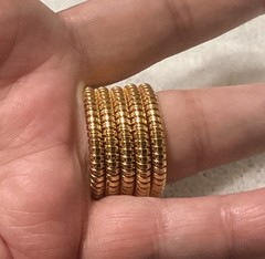 Vintage Unsigned Gold Tone Tubogas Coiled Ring, Flexible Ribbed Size 9.5-10
