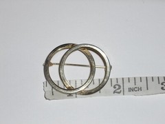 Vintage Antique Gold Intertwined Circles Rings Brooch Pin, 1.75″ Inches Across