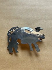 Vintage Mexican Sterling Silver Pig Pin Brooch 9.6 Grams