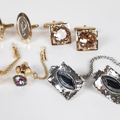 Vintage Cuff Links Mesh Bullet Back Toggle Stones Gems Jewelry Mens Lot