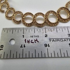Monet Choker Necklace Gold Tone Champagne Color Rhinestones 14.5″ inside Circum