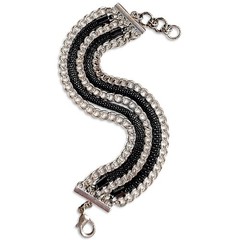 VTG Edgy 90s Stainless & Black Cable Multi Chain Everyday Statement Bracelet 9″