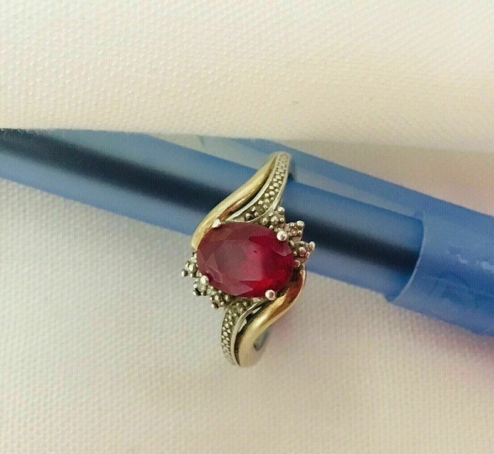 2Ct Oval Cut Art Deco Lab Created Garnet Engagement Ring 14K Yellow Gold Plated