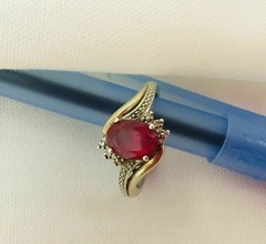 2Ct Oval Cut Art Deco Lab Created Garnet Engagement Ring 14K Yellow Gold Plated
