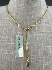 Liz Claiborne Necklace Cream Enamel Coin Pendant Gold Tone Signed 19”