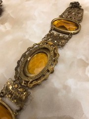 1920s Brass Glass Bracelet Vintage Antique Collectible Not specified