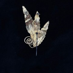 Vtg 40s 12K Gold Filled Leaf Brooch Three Leaf Floral Botanical Mid Century