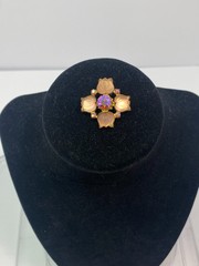 Mid‑Century Satin‑Frost Tulip Brooch Rare Boutique Floral AB Firestone Center