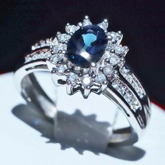 14k white gold 1.25ct natural diamond size 5.75 ring sapphire halo heated 3.35gr