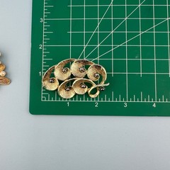 Vintage Brooch Lot Gold Tone Faux Pearl Leaf Branch Feather Some Signed